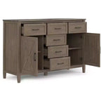 Cantina Bois massif 54 pouces de large Buffet rectangulaire de style transitionnel Marron fumé