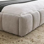 Lit rembourré MAYEERTY Queen Size avec tête de lit Cadre solide Tissu chenille Beige