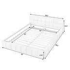 Lit rembourré MAYEERTY Queen Size avec tête de lit Cadre solide Tissu chenille Beige
