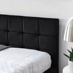 MAYEERTY Cadre de lit double rembourré touffeté avec dossier et accoudoirs confortables pour chambre à coucher, salon, noir