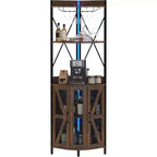Étagère d'angle de cuisine à 4 niveaux, armoire autoportante pliable, étagère de rangement industrielle en métal et bois pour petits espaces, salon et cuisine