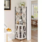 Étagère d'angle de cuisine à 4 niveaux, armoire autoportante pliable, étagère de rangement industrielle en métal et bois pour petits espaces, salon et cuisine