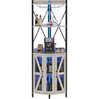 Étagère d'angle de cuisine à 4 niveaux, armoire autoportante pliable, étagère de rangement industrielle en métal et bois pour petits espaces, salon et cuisine
