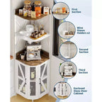 Étagère d'angle de cuisine à 4 niveaux, armoire autoportante pliable, étagère de rangement industrielle en métal et bois pour petits espaces, salon et cuisine