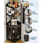 Étagère d'angle de cuisine à 4 niveaux, armoire autoportante pliable, étagère de rangement industrielle en métal et bois pour petits espaces, salon et cuisine