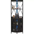 Étagère d'angle de cuisine à 4 niveaux, armoire autoportante pliable, étagère de rangement industrielle en métal et bois pour petits espaces, salon et cuisine