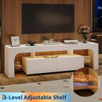 Meuble TV Moderne pour Téléviseurs de 55 à 75 Pouces, Meuble TV avec Tiroir de Rangement et Étagères en Verre, Console Multimédia pour Salon et Chambre