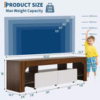 Meuble TV Moderne pour Téléviseurs de 55 à 75 Pouces, Meuble TV avec Tiroir de Rangement et Étagères en Verre, Console Multimédia pour Salon et Chambre