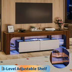 Meuble TV Moderne pour Téléviseurs de 55 à 75 Pouces, Meuble TV avec Tiroir de Rangement et Étagères en Verre, Console Multimédia pour Salon et Chambre