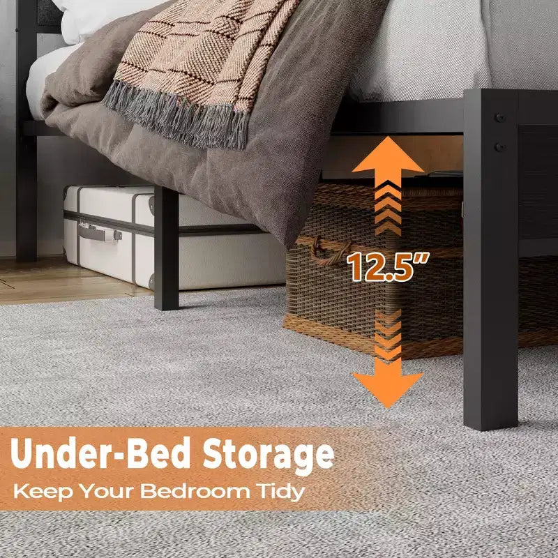 Lit plateforme pleine grandeur Lumières DEL Station de charge Tête de lit rembourrée grise Étagères de rangement Meubles de chambre modernes Enfants Adolescents USB