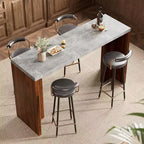 Table de bar en T de 55", table de pub à hauteur de comptoir avec plateau en faux marbre, unité de bar rectangulaire moderne pour cuisine, salle à manger, salon