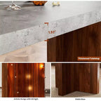 Table de bar en T de 55", table de pub à hauteur de comptoir avec plateau en faux marbre, unité de bar rectangulaire moderne pour cuisine, salle à manger, salon