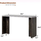 Table de bar en T de 55", table de pub à hauteur de comptoir avec plateau en faux marbre, unité de bar rectangulaire moderne pour cuisine, salle à manger, salon