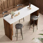 Table de bar en T de 55", table de pub à hauteur de comptoir avec plateau en faux marbre, unité de bar rectangulaire moderne pour cuisine, salle à manger, salon