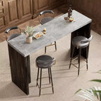 Table de bar en T de 55", table de pub à hauteur de comptoir avec plateau en faux marbre, unité de bar rectangulaire moderne pour cuisine, salle à manger, salon