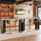 Table de bar en T de 55", table de pub à hauteur de comptoir avec plateau en faux marbre, unité de bar rectangulaire moderne pour cuisine, salle à manger, salon