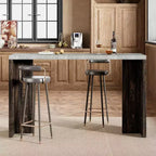 Table de bar en T de 55", table de pub à hauteur de comptoir avec plateau en faux marbre, unité de bar rectangulaire moderne pour cuisine, salle à manger, salon