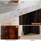 Table de bar en T de 55", table de pub à hauteur de comptoir avec plateau en faux marbre, unité de bar rectangulaire moderne pour cuisine, salle à manger, salon