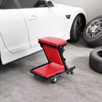 Siège roulant et pliable Costway 2-en-1 avec 6 roulettes pivotantes, cadre métallique robuste Noir + Rouge/Noir