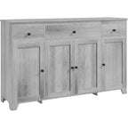 Buffet de salle à manger avec rangement, meuble de rangement de cuisine minimaliste avec 3 tiroirs et 4 portes, table console de style ferme, bar à café pour la cuisine