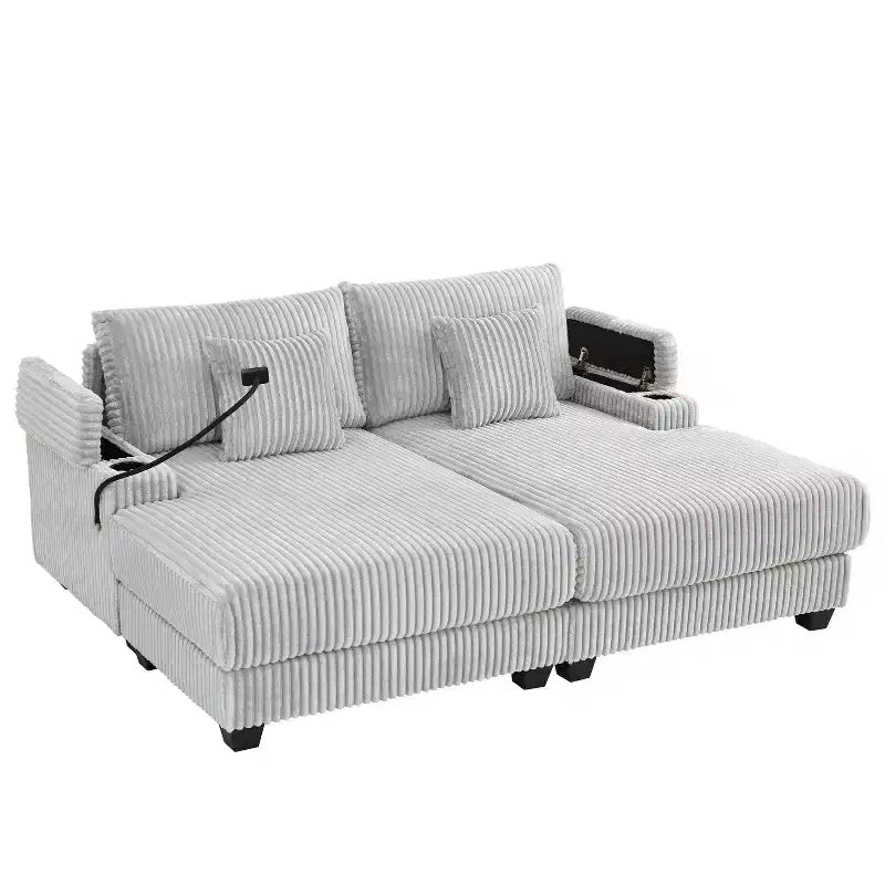 Canapé-lit Polibi avec rangement intégré, porte-gobelets et support de téléphone