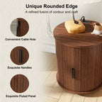 Table d'appoint cylindrique GDFStudio Orion Mid-Century Modern avec porte coulissante et station de recharge