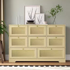 Commode moderne COZONY à 8 tiroirs, longue commode de rangement en bois avec poignées métalliques pour chambre et salon