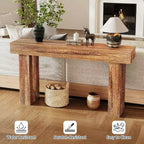 Acekool Console Longue de 63 Pouces pour Entrée, Table Etroite Derrière le Canapé, Accent Chêne Industriel Ferme, Marron