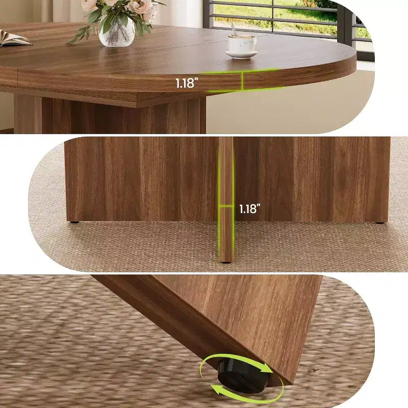 Table à manger ronde extensible COZONY, design ovale moderne avec rallonges amovibles pour 4 à 8 personnes, cuisine, salle à manger, salon