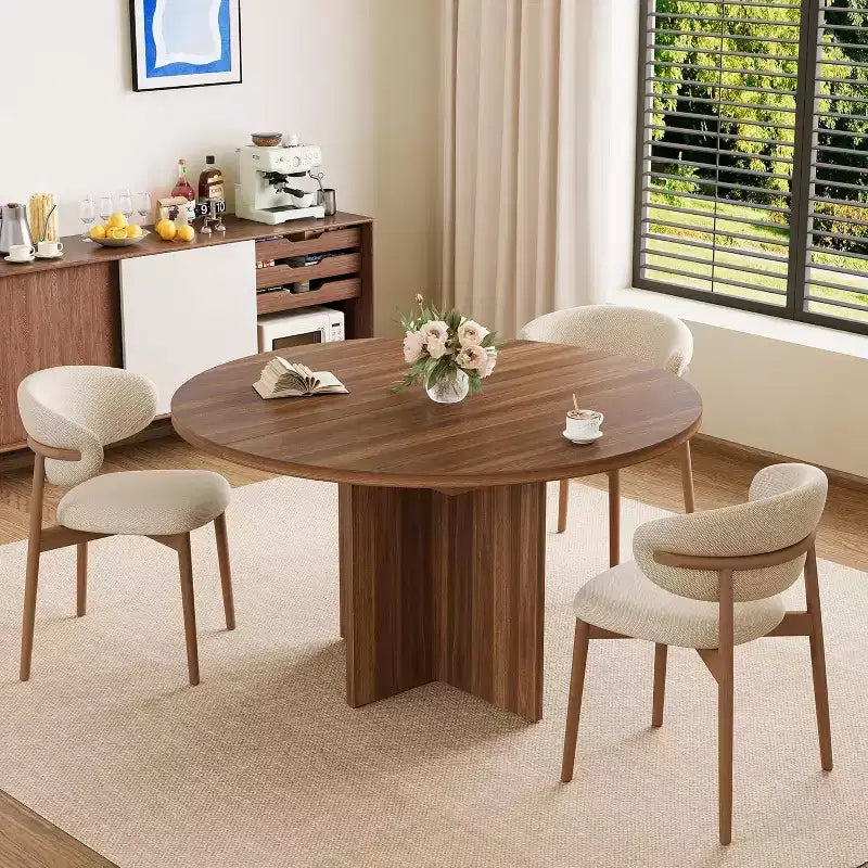 Table à manger ronde extensible COZONY, design ovale moderne avec rallonges amovibles pour 4 à 8 personnes, cuisine, salle à manger, salon
