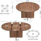Table à manger ronde extensible COZONY, design ovale moderne avec rallonges amovibles pour 4 à 8 personnes, cuisine, salle à manger, salon