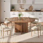 Table à manger ronde extensible COZONY, design ovale moderne avec rallonges amovibles pour 4 à 8 personnes, cuisine, salle à manger, salon