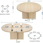 Table à manger ronde extensible COZONY, design ovale moderne avec rallonges amovibles pour 4 à 8 personnes, cuisine, salle à manger, salon