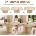 Table à manger ronde extensible COZONY, design ovale moderne avec rallonges amovibles pour 4 à 8 personnes, cuisine, salle à manger, salon