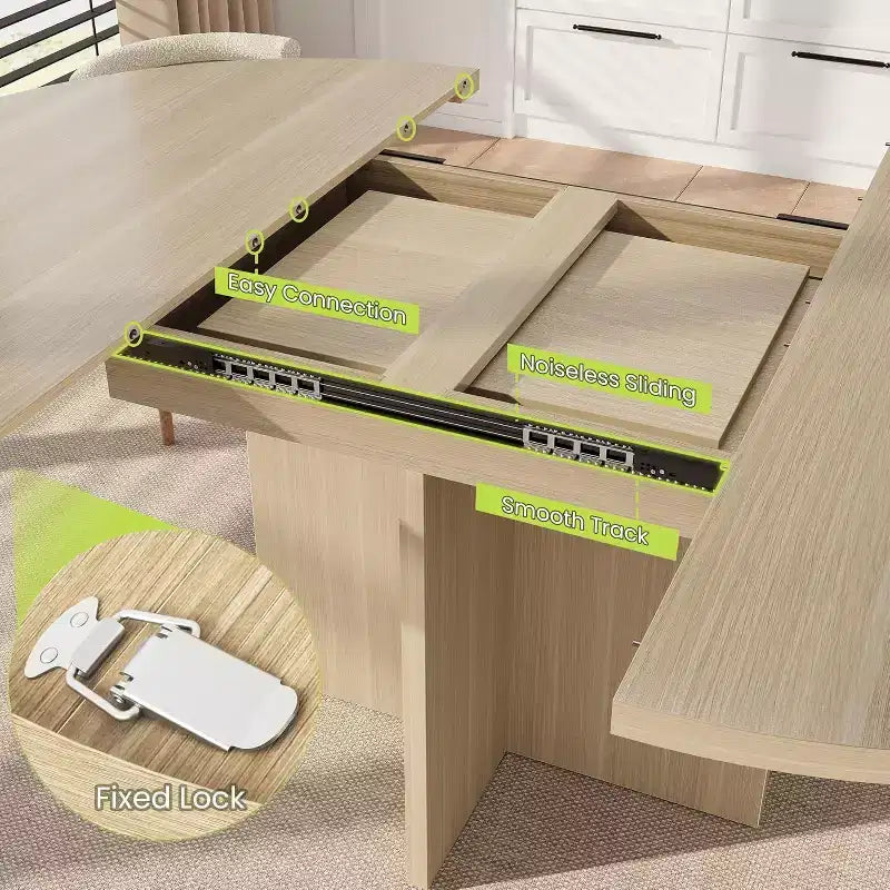 Table à manger ronde extensible COZONY, design ovale moderne avec rallonges amovibles pour 4 à 8 personnes, cuisine, salle à manger, salon