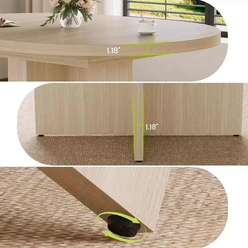 Table à manger ronde extensible COZONY, design ovale moderne avec rallonges amovibles pour 4 à 8 personnes, cuisine, salle à manger, salon