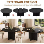 Table à manger ronde extensible COZONY, design ovale moderne avec rallonges amovibles pour 4 à 8 personnes, cuisine, salle à manger, salon