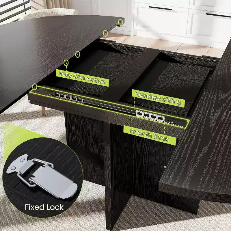 Table à manger ronde extensible COZONY, design ovale moderne avec rallonges amovibles pour 4 à 8 personnes, cuisine, salle à manger, salon