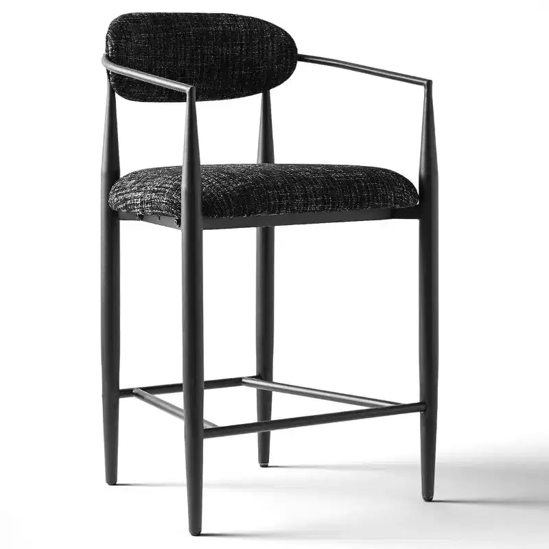 Lot de 4 tabourets de bar rembourrés modernes à hauteur de comptoir avec pieds coniques en métal noir, assise spacieuse pour îlot de cuisine ou bar à la maison-Panipeachy