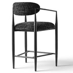Lot de 4 tabourets de bar rembourrés modernes à hauteur de comptoir avec pieds coniques en métal noir, assise spacieuse pour îlot de cuisine ou bar à la maison-Panipeachy