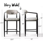 Lot de 4 tabourets de bar rembourrés modernes à hauteur de comptoir avec pieds coniques en métal noir, assise spacieuse pour îlot de cuisine ou bar à la maison-Panipeachy