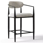 Lot de 4 tabourets de bar rembourrés modernes à hauteur de comptoir avec pieds coniques en métal noir, assise spacieuse pour îlot de cuisine ou bar à la maison-Panipeachy
