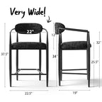 Lot de 4 tabourets de bar rembourrés modernes à hauteur de comptoir avec pieds coniques en métal noir, assise spacieuse pour îlot de cuisine ou bar à la maison-Panipeachy