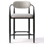 Set of 4 Modern Upholstered Counter Height Bar Stool with Tapered Black Metal Legs, Spacious Seat for Kitchen Island or Home Bar-Panipeachy