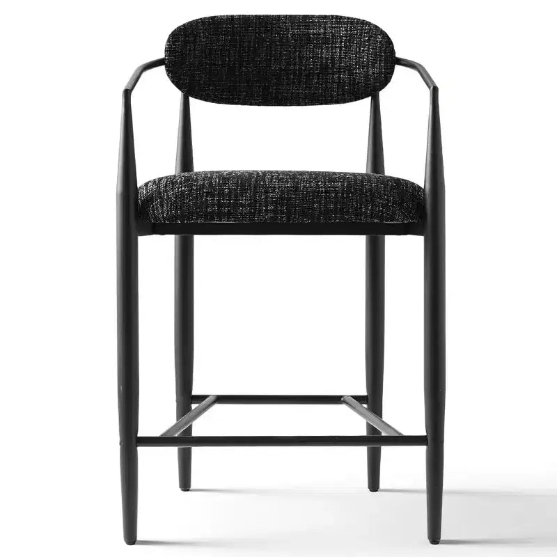 Lot de 4 tabourets de bar rembourrés modernes à hauteur de comptoir avec pieds coniques en métal noir, assise spacieuse pour îlot de cuisine ou bar à la maison-Panipeachy