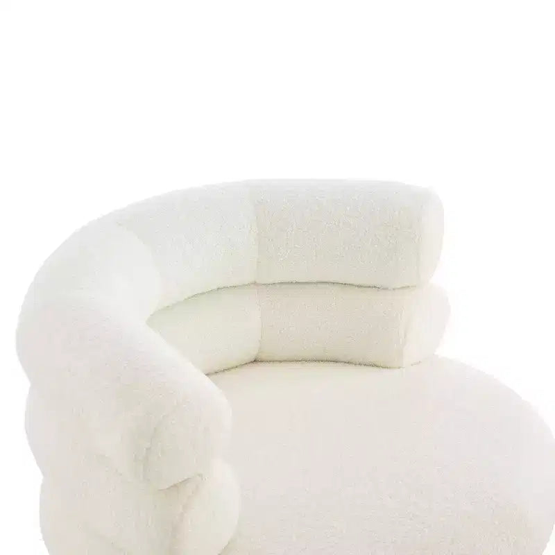 Fauteuil d'appoint en polaire peluche TUYOHW, chaise pivotante de salon avec dossier rond en forme de tonneau, base robuste, fauteuil pivotant pour salon, chambre à coucher.