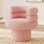 Fauteuil d'appoint en polaire peluche TUYOHW, chaise pivotante de salon avec dossier rond en forme de tonneau, base robuste, fauteuil pivotant pour salon, chambre à coucher.