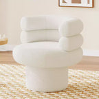 Fauteuil d'appoint en polaire peluche TUYOHW, chaise pivotante de salon avec dossier rond en forme de tonneau, base robuste, fauteuil pivotant pour salon, chambre à coucher.