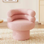 Fauteuil d'appoint en polaire peluche TUYOHW, chaise pivotante de salon avec dossier rond en forme de tonneau, base robuste, fauteuil pivotant pour salon, chambre à coucher.