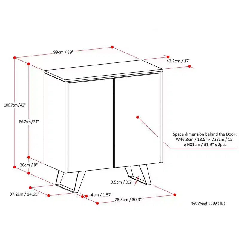 Meuble de rangement moyen Mitchell, 99 cm de large, en bois massif, style industriel moderne